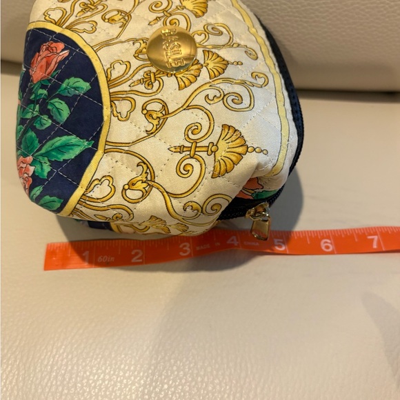 Basile Silk Cream Gold Blue Quilted Women's Mini Bag - Picture 8 of 10